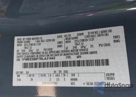 2024 Ford Bronco Outer Banks from USA, damaged, VIN 1FMEE8BP7RLA31642